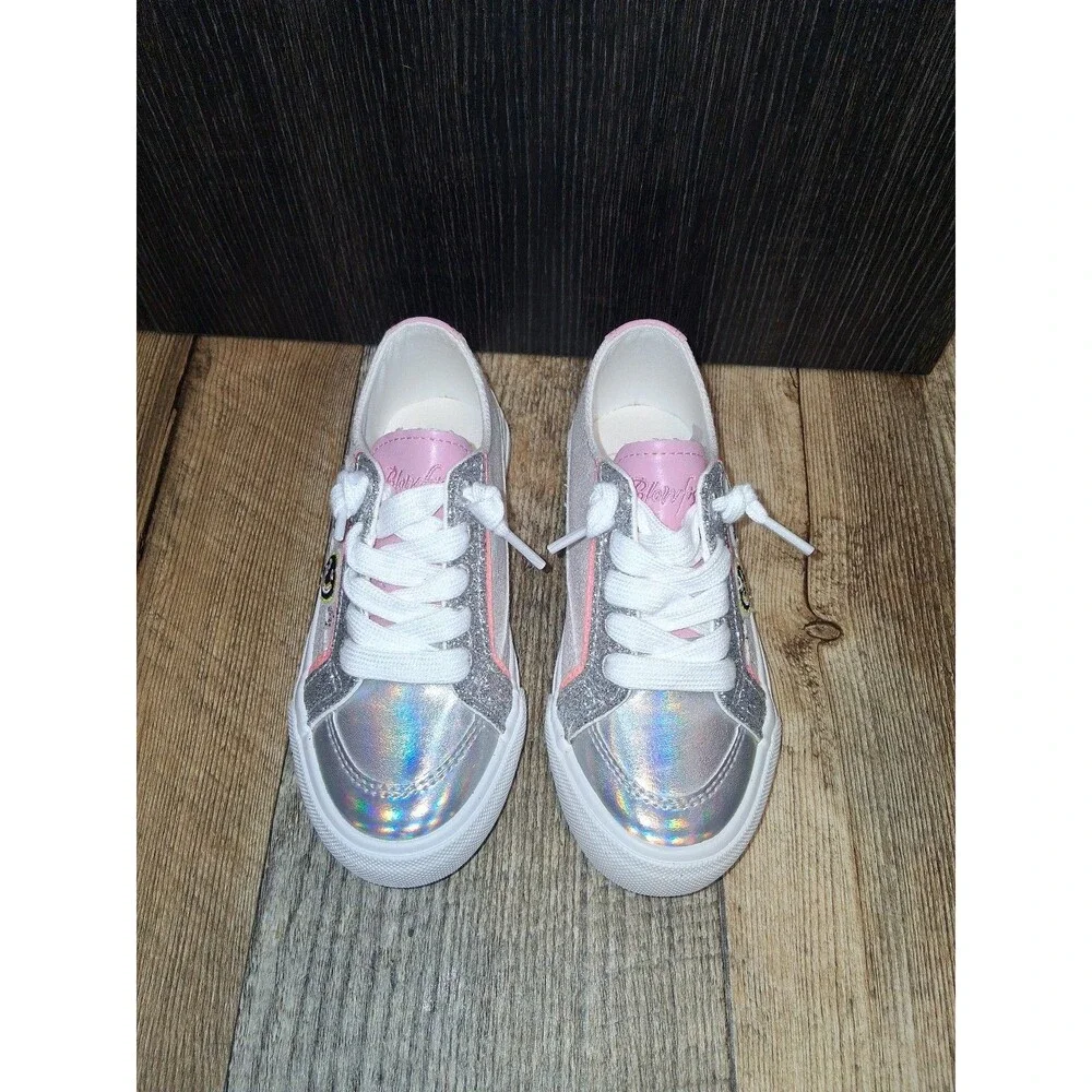 NEW! Blowfish Malibu Pebble 3-K Girls Faux Leather Shoes, Silver Size 12